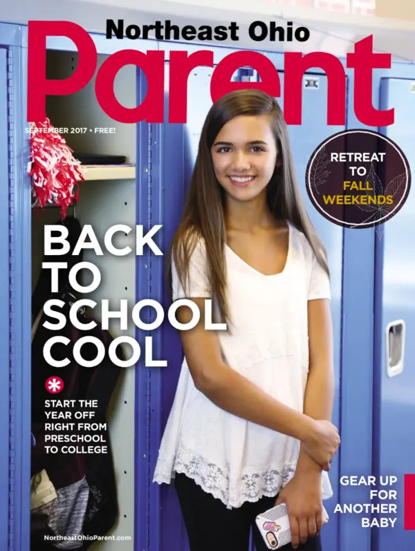 Parent Sept 2017 Cover parent magazine cover of a girl leaning against her school locker